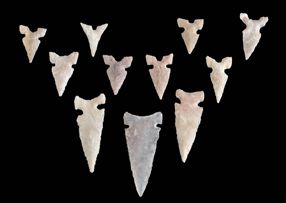 Appraisal: Lot of Mississippian Caddo Stone Arrowheads Native American Southern United