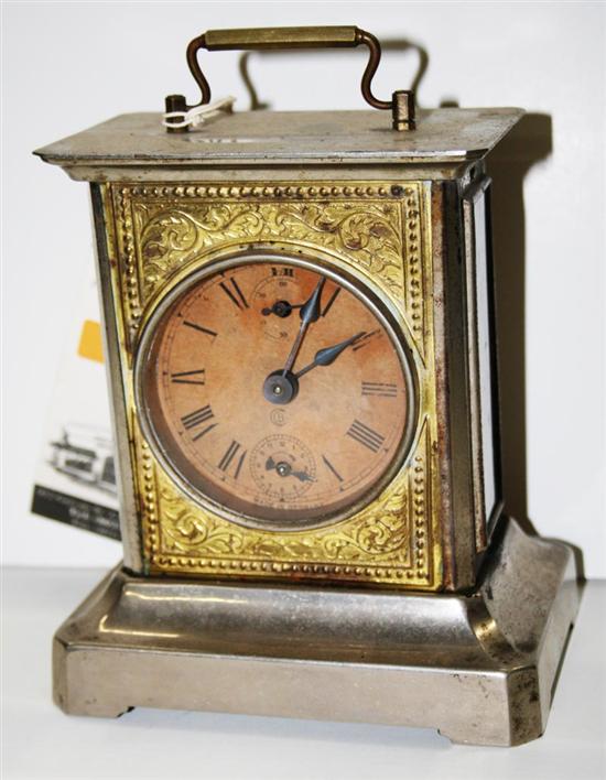 Appraisal: German silverplate carriage clock music box circa marked C B