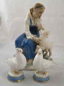 Appraisal: A Russian ceramic group of a young girl with a