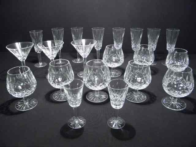 Appraisal: Waterford cut crystal ''Lismore'' stemware pieces total Includes '' champagne