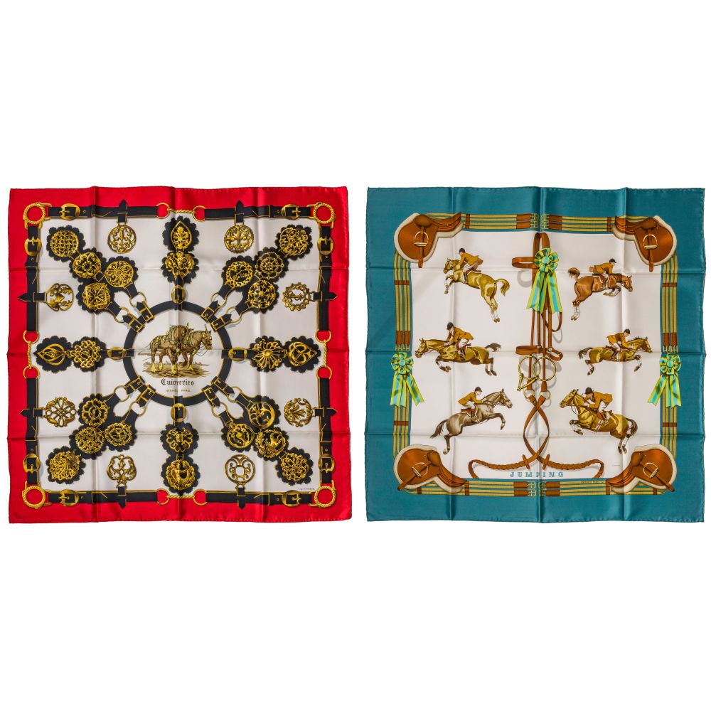 Appraisal: HERMES SILK SCARVES items including Culveeries by F De La