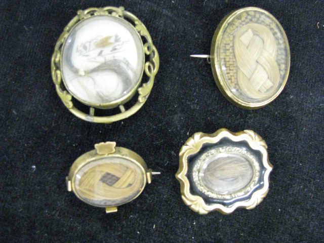 Appraisal: Victorian Hair Brooches memorial style 's some gold as is