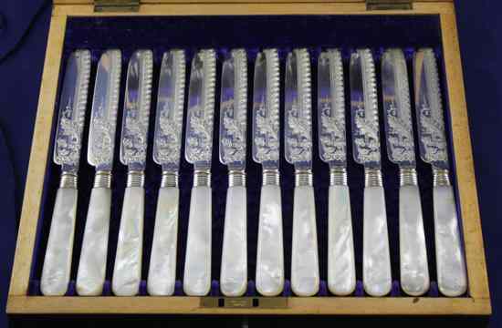 Appraisal: A cased set of twelve pairs of Victorian mother of