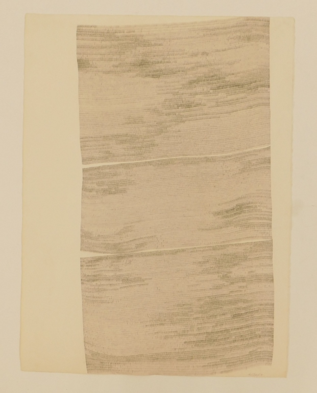 Appraisal: ABSTRACT EXPRESSIONIST PENCIL DRAWING United States Depicts rows of verticle