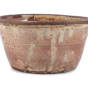 Appraisal: A Redware Bowl with Manganese Glaze th Century Height x