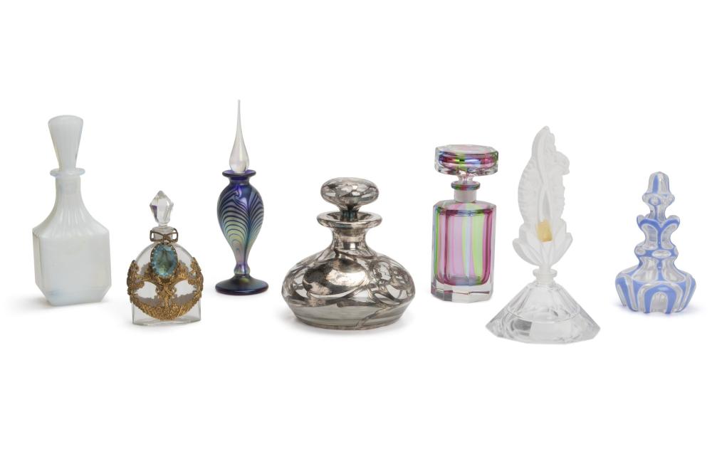 Appraisal: Seven perfume bottles First-half th Century One initialed and numbered