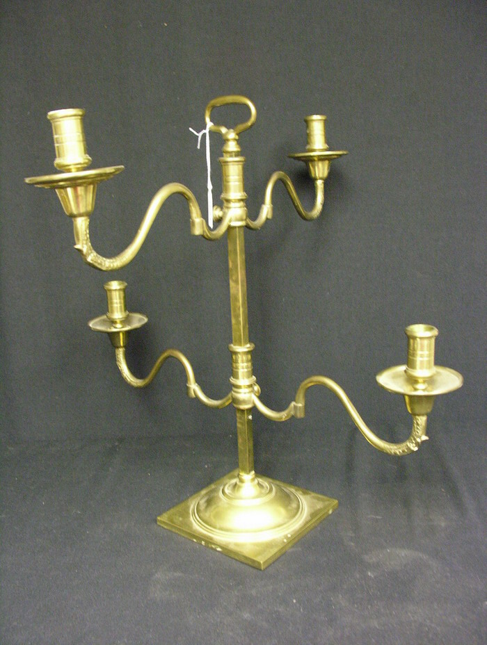 Appraisal: FREDERICK COOPER DECO BRASS CANDELABRA Fredrick Cooper Chicago Height adjustable