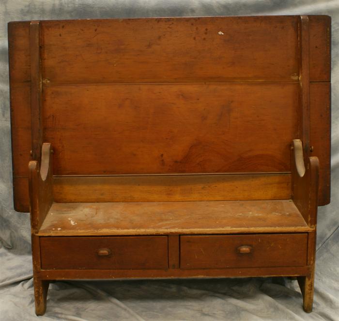 Appraisal: Pine bench table breadboard ends on board top dovetailed drawers