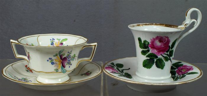 Appraisal: Meissen porcelain floral decorated cups and saucers h with floral