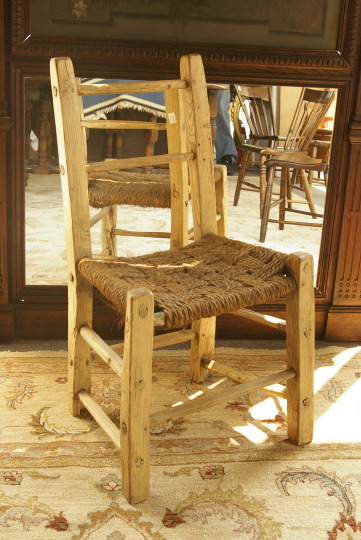 Appraisal: Provincial-Style Oak Sidechair of through-tennoned construction the seat of woven