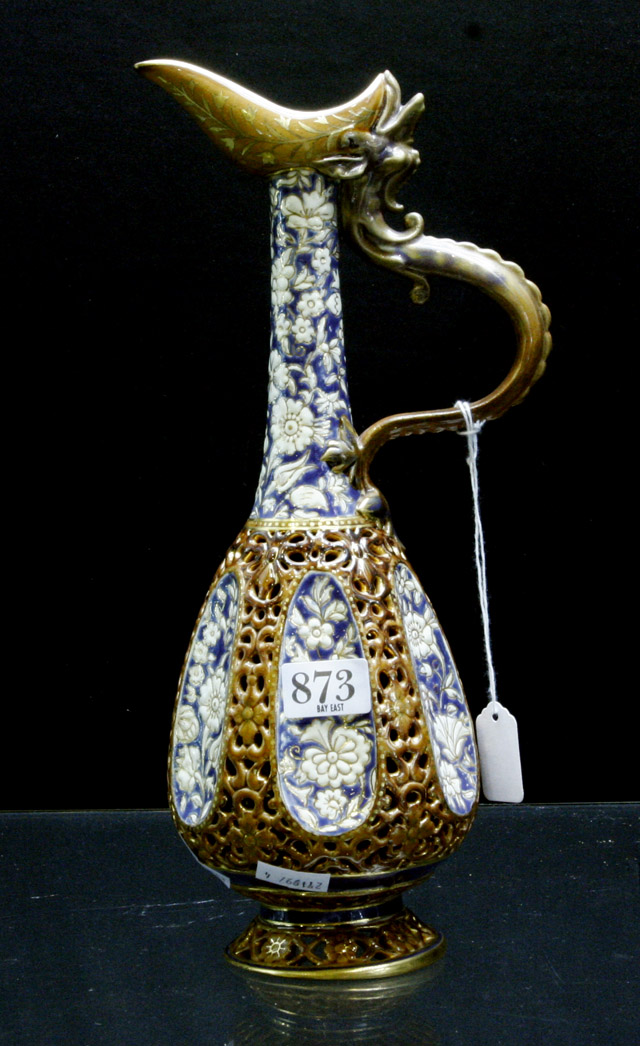 Appraisal: A Zsolnay pierced ewer