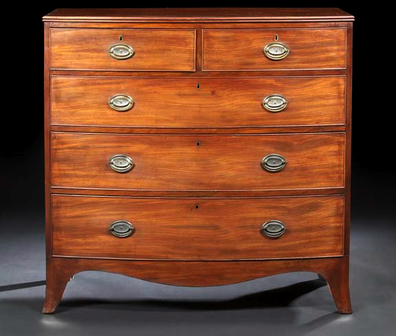 Appraisal: Regency Mahogany Bowfront Chest early th century the bowed top