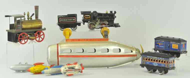 Appraisal: TRANSPORTATION TOY GROUPING Lot includes TootsieToy Zeppelin with three space