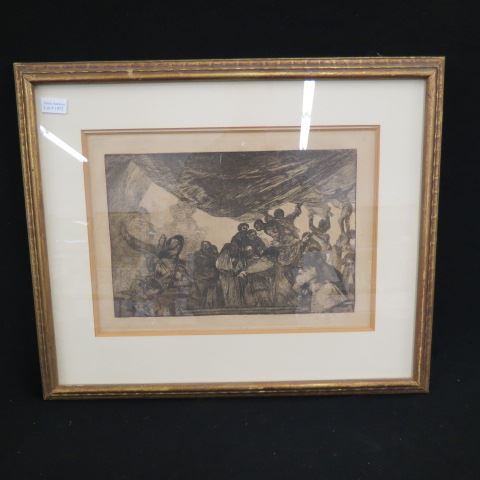 Appraisal: Goya etching Follow the Dispartes sheet image area X