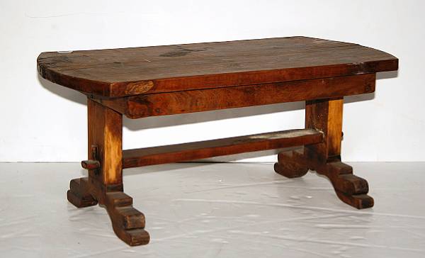 Appraisal: A rusticated walnut bench height in width in