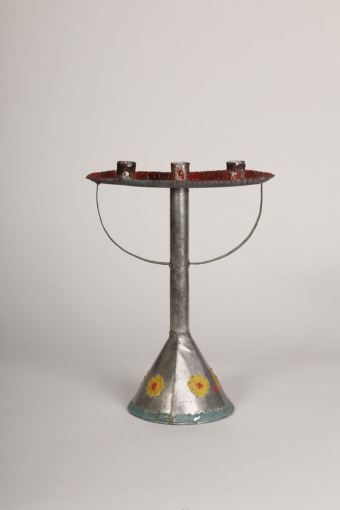 Appraisal: Tin Candelabra with Painted Design ca - New Mexico Revival