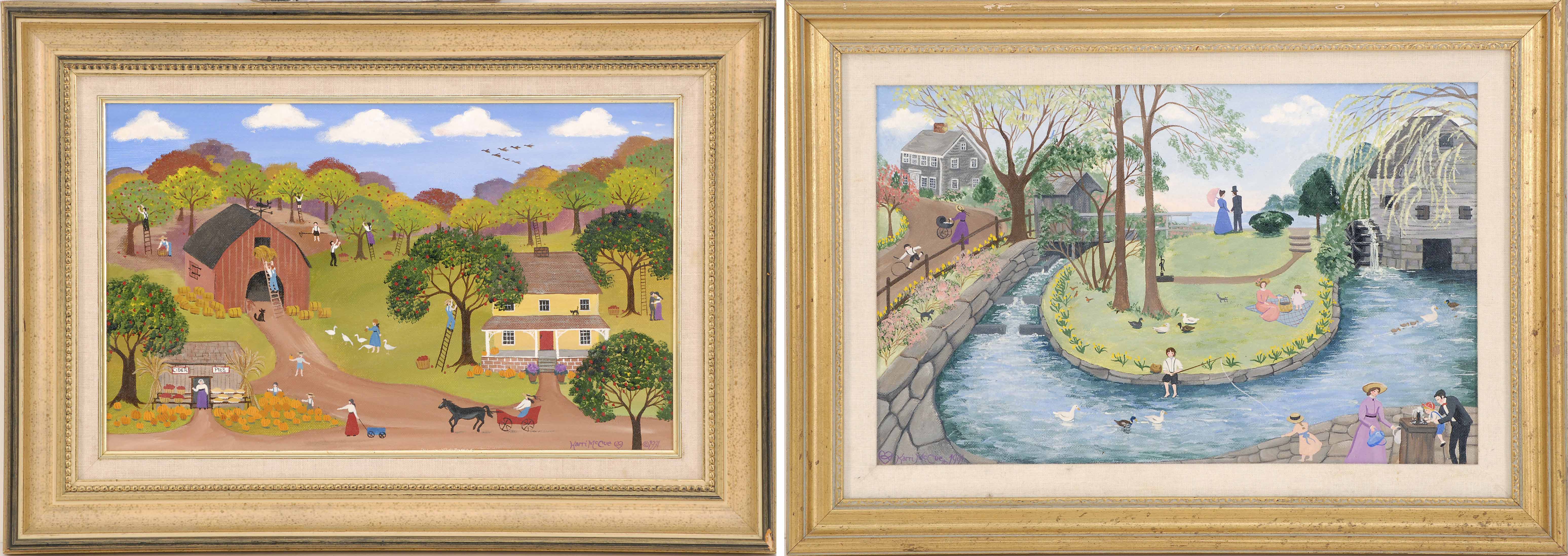 Appraisal: KARRI MCCUEAmerican ContemporaryPair of paintings Spring and Fall Signed and