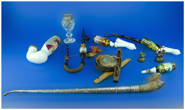 Appraisal: Smoking Related Items Comprising A Collection Of Ceramic Pipes Cased