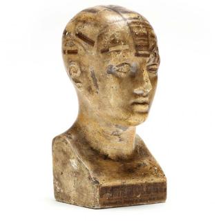 Appraisal: Antique Plaster Phrenology Bust small paper labels denote areas of