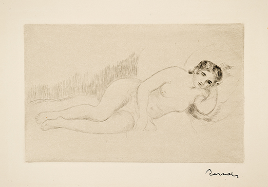 Appraisal: PIERRE-AUGUSTE RENOIR Femme nue couch e tourn e droite re