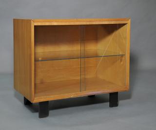 Appraisal: Mid-Century small size cabinet bookcase with sliding glass doors and