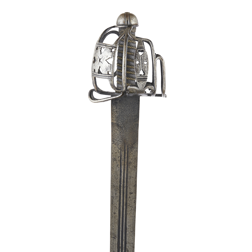 Appraisal: A BASKET HILTED BROAD SWORD CIRCA the basket formed of