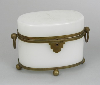 Appraisal: A French Opaline Glass Box with Gilt Metal Fittings An