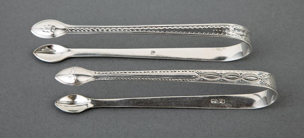 Appraisal: Two George III Sterling Silver Sugar Tongs Peter and Ann