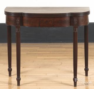 Appraisal: Philadelphia Sheraton mahogany card table ca h w