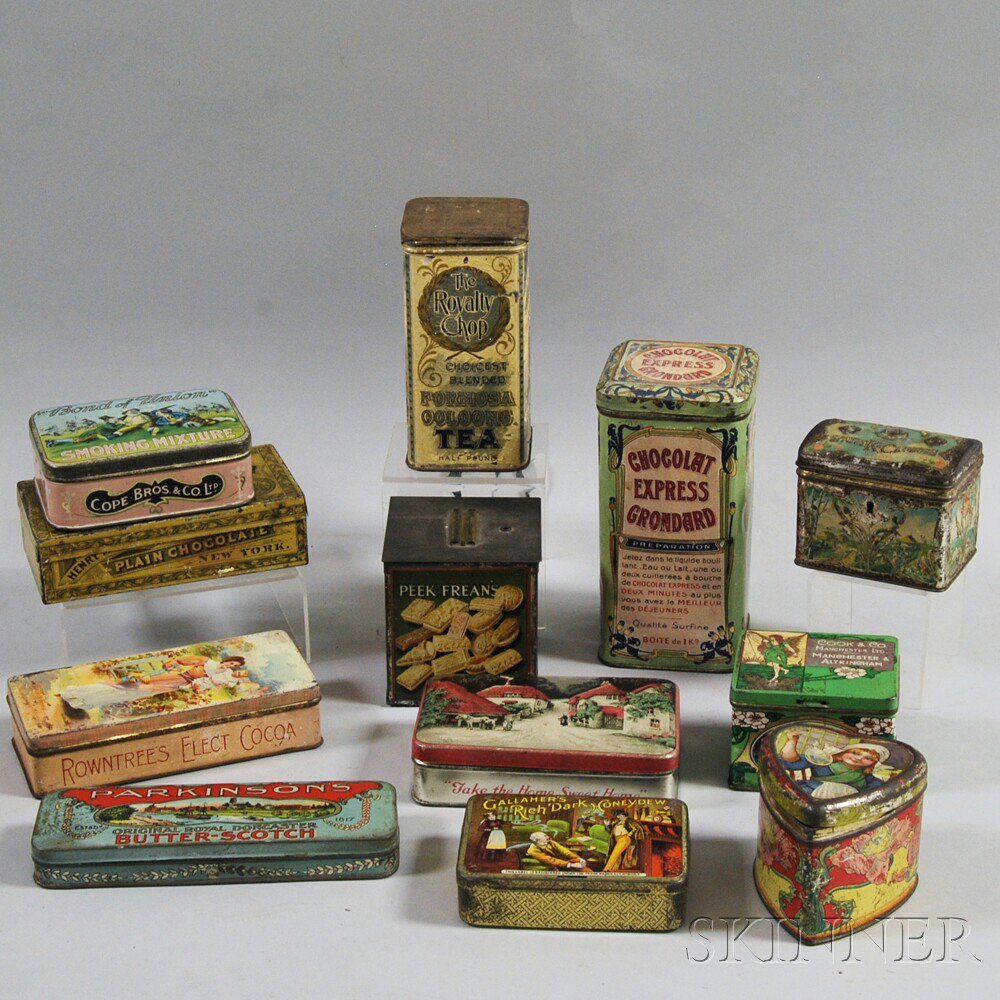 Appraisal: Twelve Advertising Tins including a Chocolat Gronard Express tin a