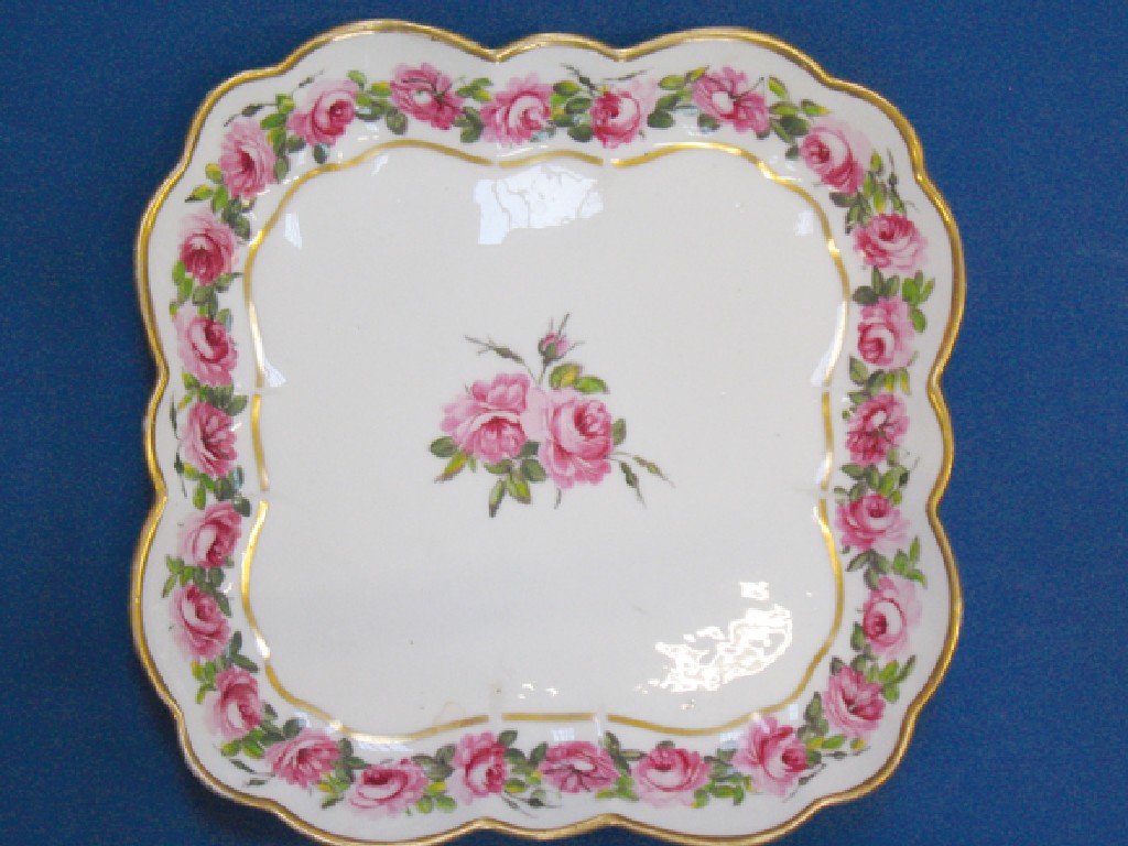 Appraisal: A NANT GARW PORCELAIN SQUARE-SHAPED DISH the cream ground painted