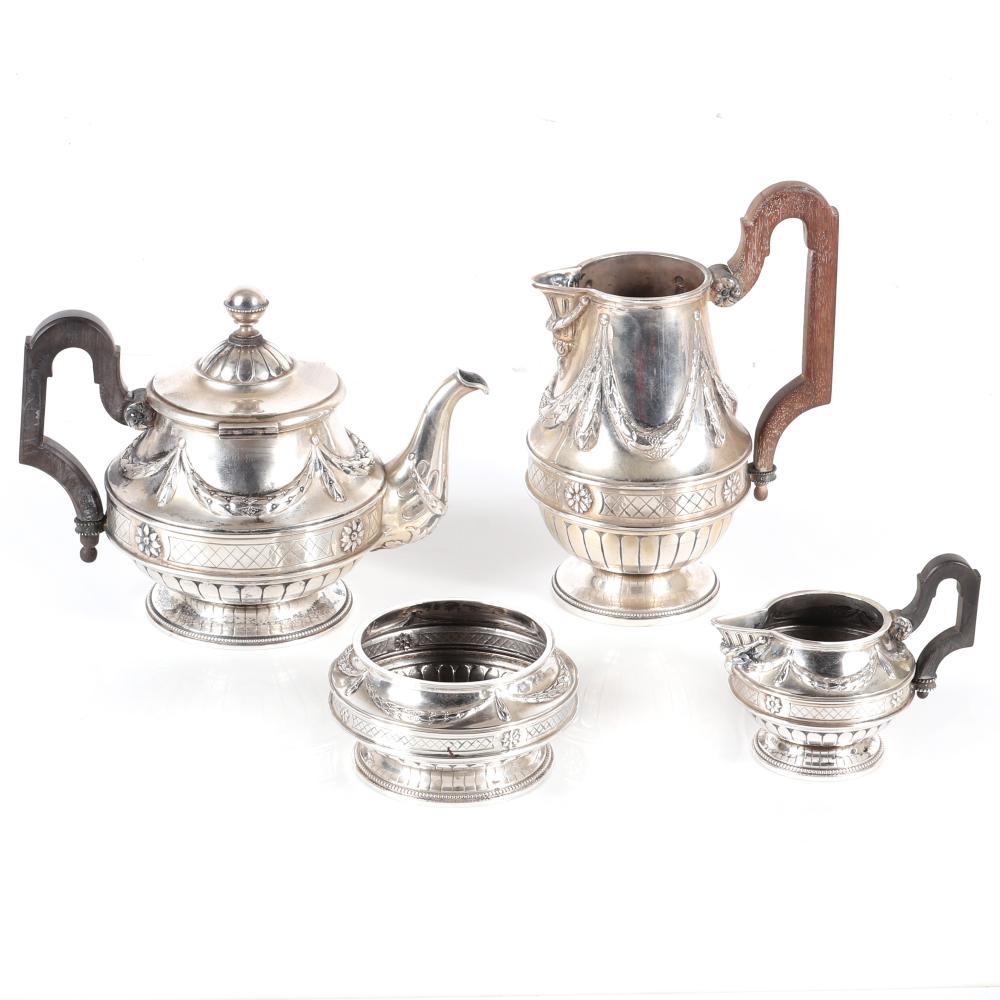 Appraisal: ANTIQUE AUSTRIAN SILVER TEA SET HALLMARKED WITH DIANA - VIENNA