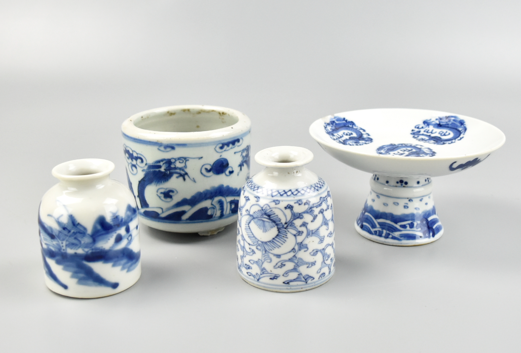 Appraisal: Chinese th C this nice grouping features a stem plate