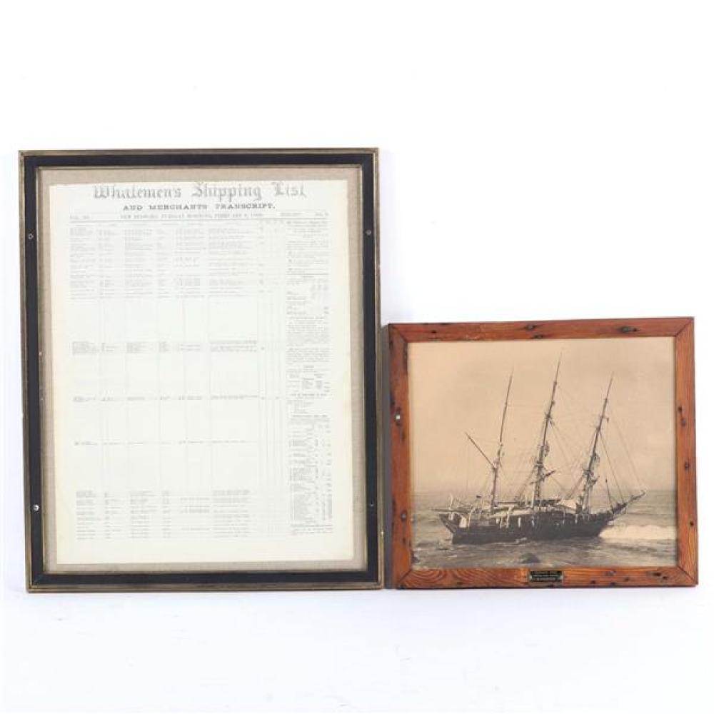 Appraisal: WHALEMANS SHIPPING LIST VOL NO FEB AND AN OLD PHOTOGRAPH