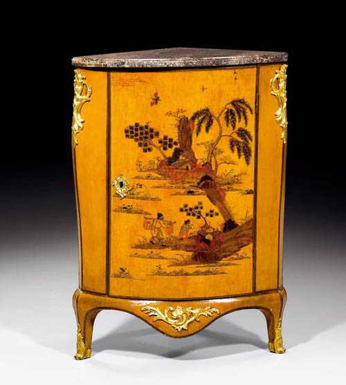 Appraisal: LACQUER ENCOIGNURE Louis XV Paris circa Lacquered on all sides