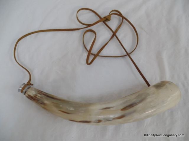 Appraisal: Cow Horn Hunting Horn Dog Horn Horn with metal mouthpiece