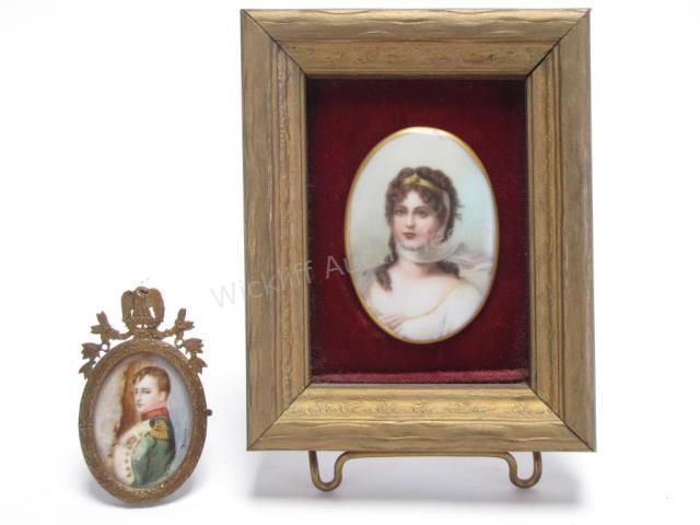 Appraisal: Porcelain Portrait Pendant and Miniature framed oval portrait pendant of