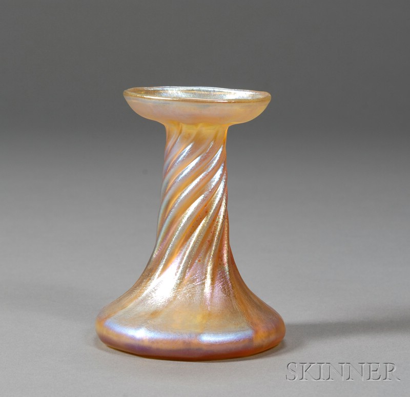 Appraisal: Tiffany Candlestick Vase Gold favrile glass New York early th