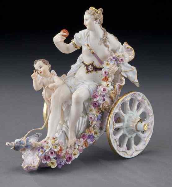 Appraisal: Meissen porcelain figure of Venus in a chariotdraped in garland