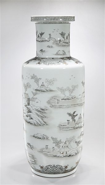 Appraisal: Tall Chinese ink color on white ground porcelain vase landscape