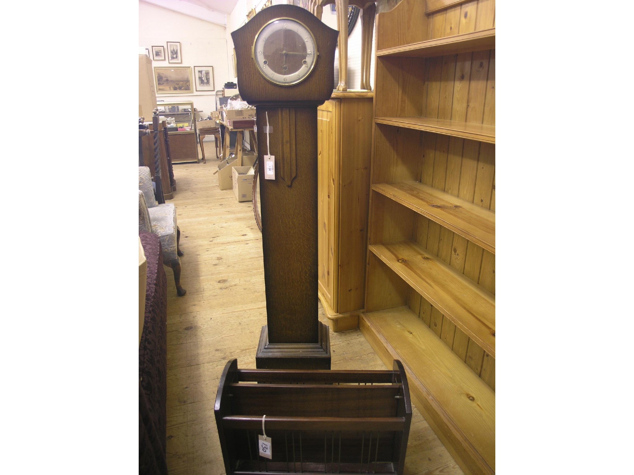 Appraisal: An oak-veneered grandmother clock ft in high together with a