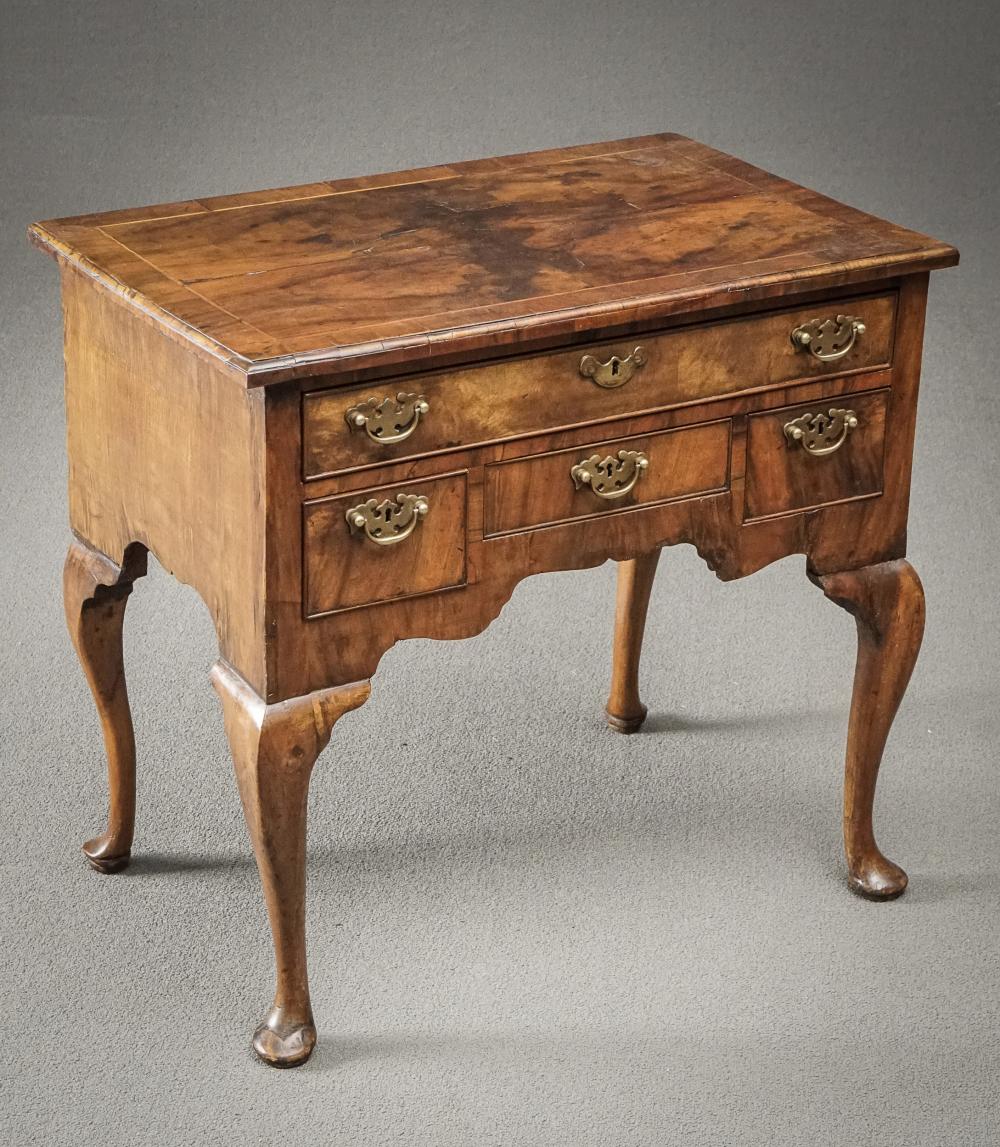 Appraisal: GEORGE II SATINWOOD INLAID WALNUT DRESSING TABLE CIRCA - George