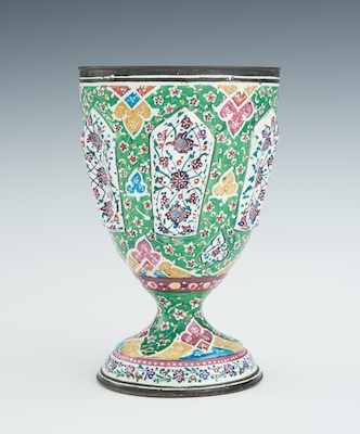 Appraisal: Islamic Enamel on Copper Goblet th Century Copper goblet or