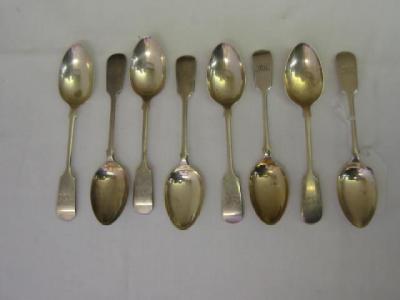 Appraisal: EIGHT VICTORIAN TEASPOONS Fiddle pattern initialled Sheffield ozs dwts