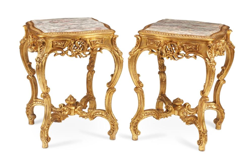 Appraisal: A PAIR OF FRENCH LOUIS XV-STYLE SIDE TABLESA pair of