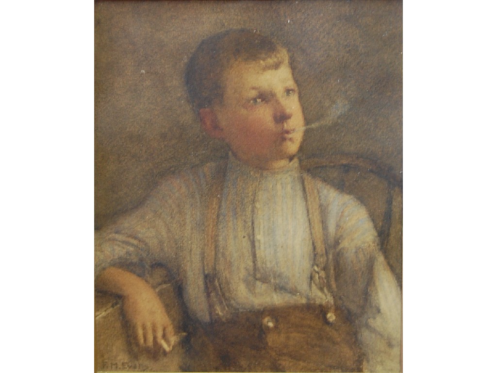 Appraisal: F M Evans - Portrait of a young boy smoking