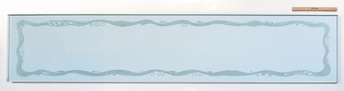 Appraisal: HEAVY ETCHED GLASS PANEL Perfect for use as a console