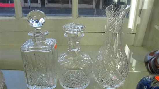 Appraisal: TWO SCOTTISH GLASS DECANTERS AND GLASS CARAF CHIP