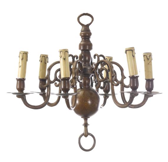 Appraisal: PAIR OF SMALL CHANDELIERS in Dutch Baroque style Brown patinated