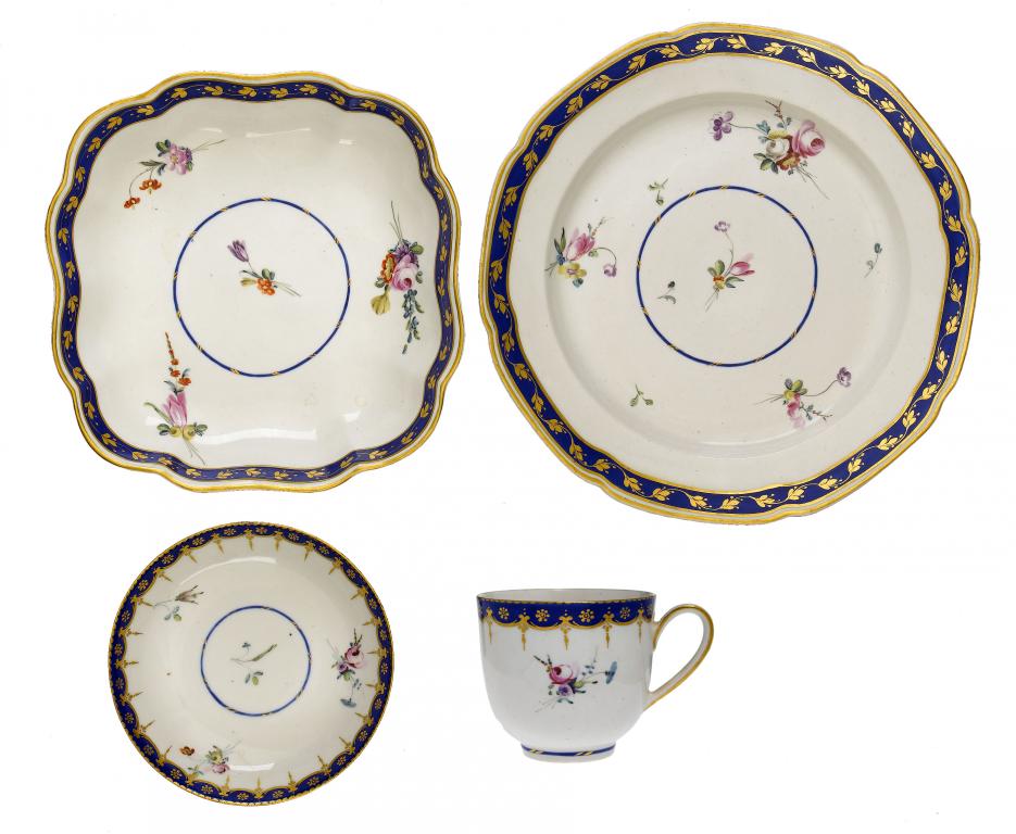 Appraisal: A CHELSEA-DERBY DISH PLATE AND COFFEE CUP AND SAUCER similarly